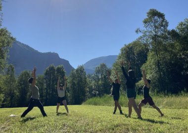 Outdoor yoga class with Florence Crosasso