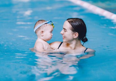 Baby swimming lesson