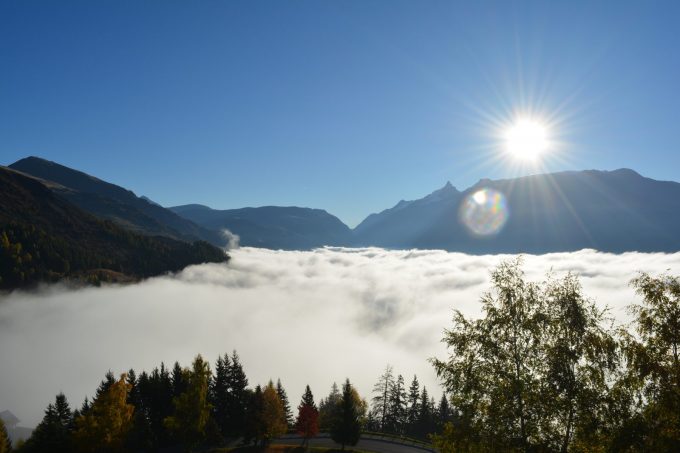 A sea of clouds above the resort; view from the forest